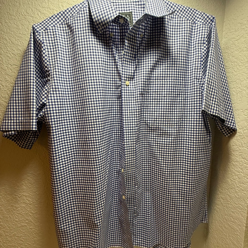 Jos. A. Bank Navy and White Checkered Shirt